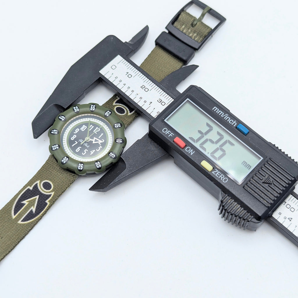 Flik Flak Kids Tribal Military Quartz Watch — Swiss Made, Time-Teaching Fun, Sold Naked - Bezel & Hide