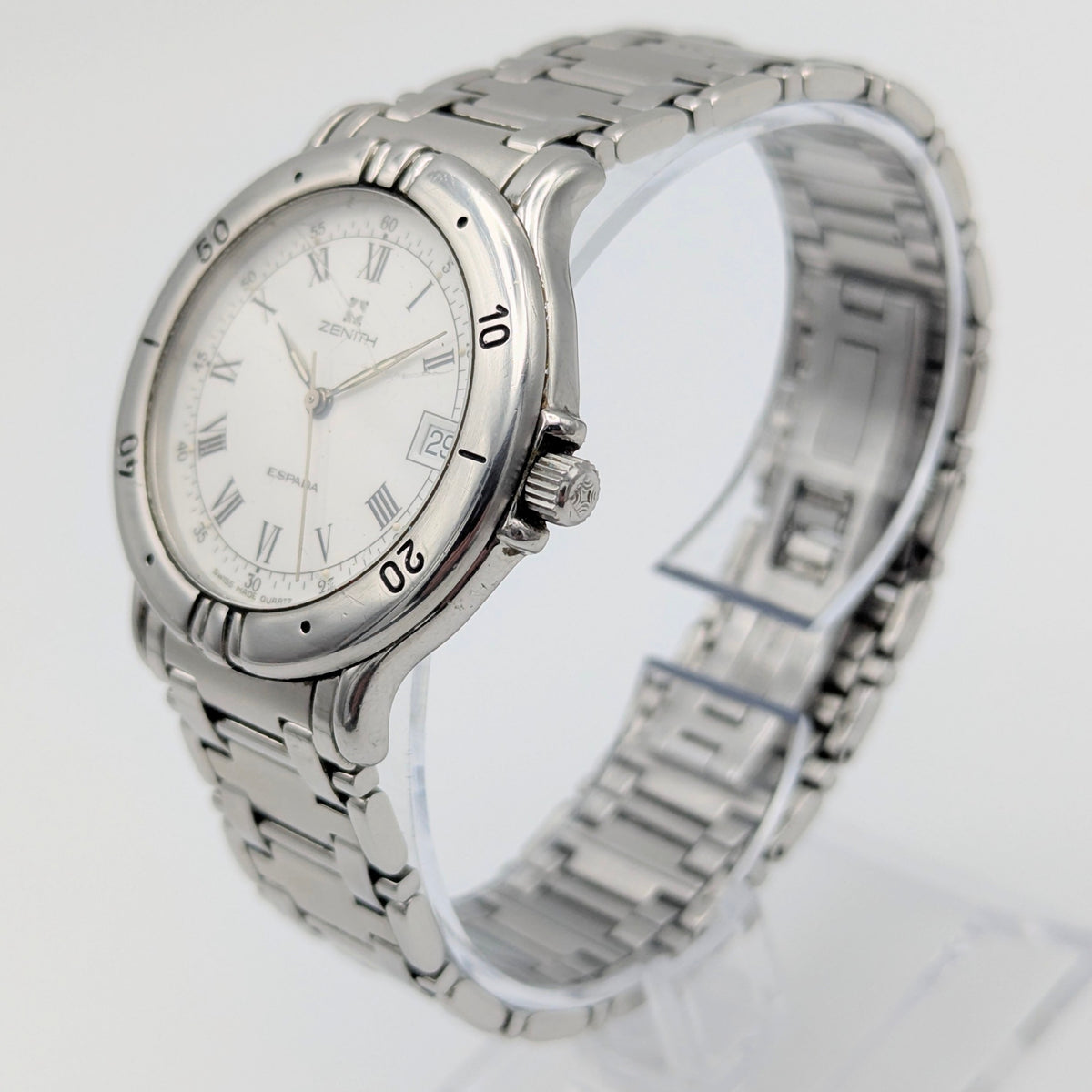 Zenith Espada Men's Quartz Watch — Swiss Made, Roman Dial, Sold Naked - Bezel & Hide