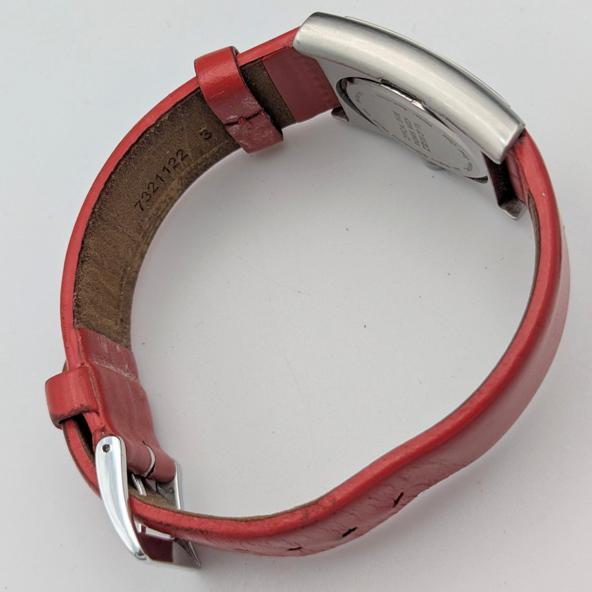 Mondaine Official Swiss Railways Watch L 30 388 OT 7S — Cushion Square, White Dial, Red Leather Strap - Bezel & Hide