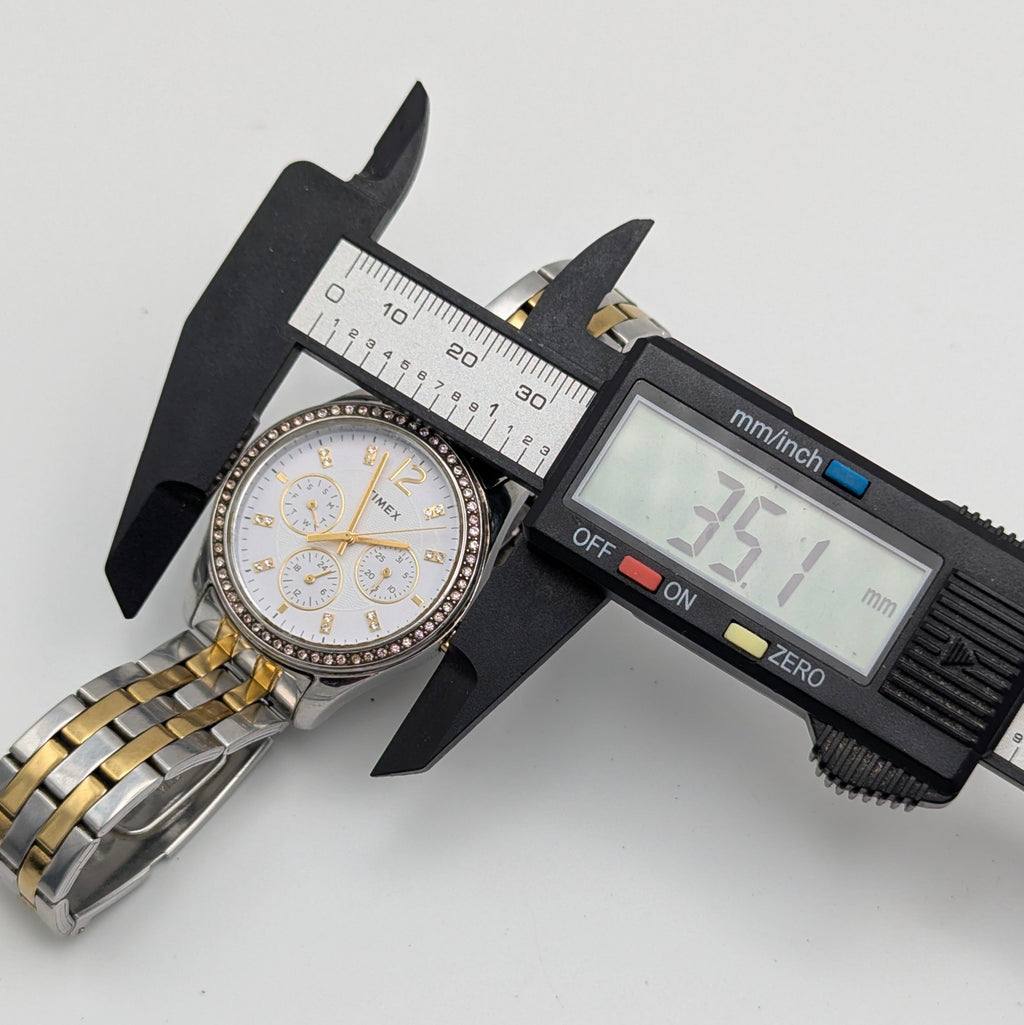 Timex Ariana Multi-Function Ladies' Watch — Crystal Bezel, Two-Tone, Day/Date/24H - Bezel & Hide