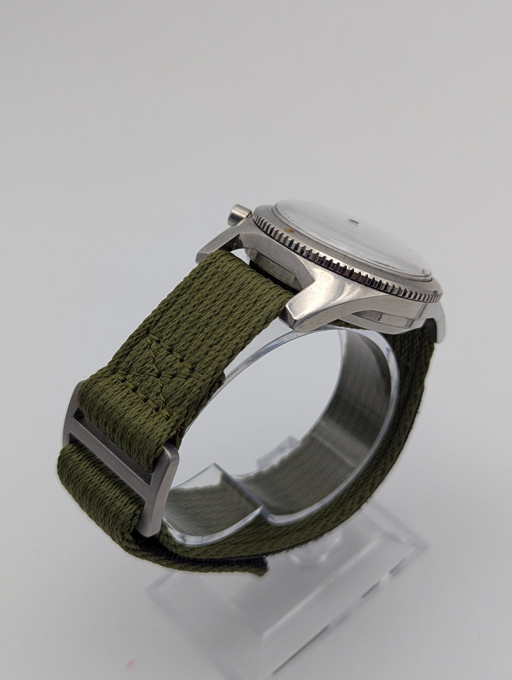 Lator Landeron Manual-Wind Chronograph | Black Dial & Olive Green Strap