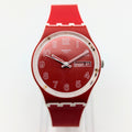 Swatch Originals Gent Poppy Red GE709 — Day-Date, Red Dial, Sold Naked - Bezel & Hide