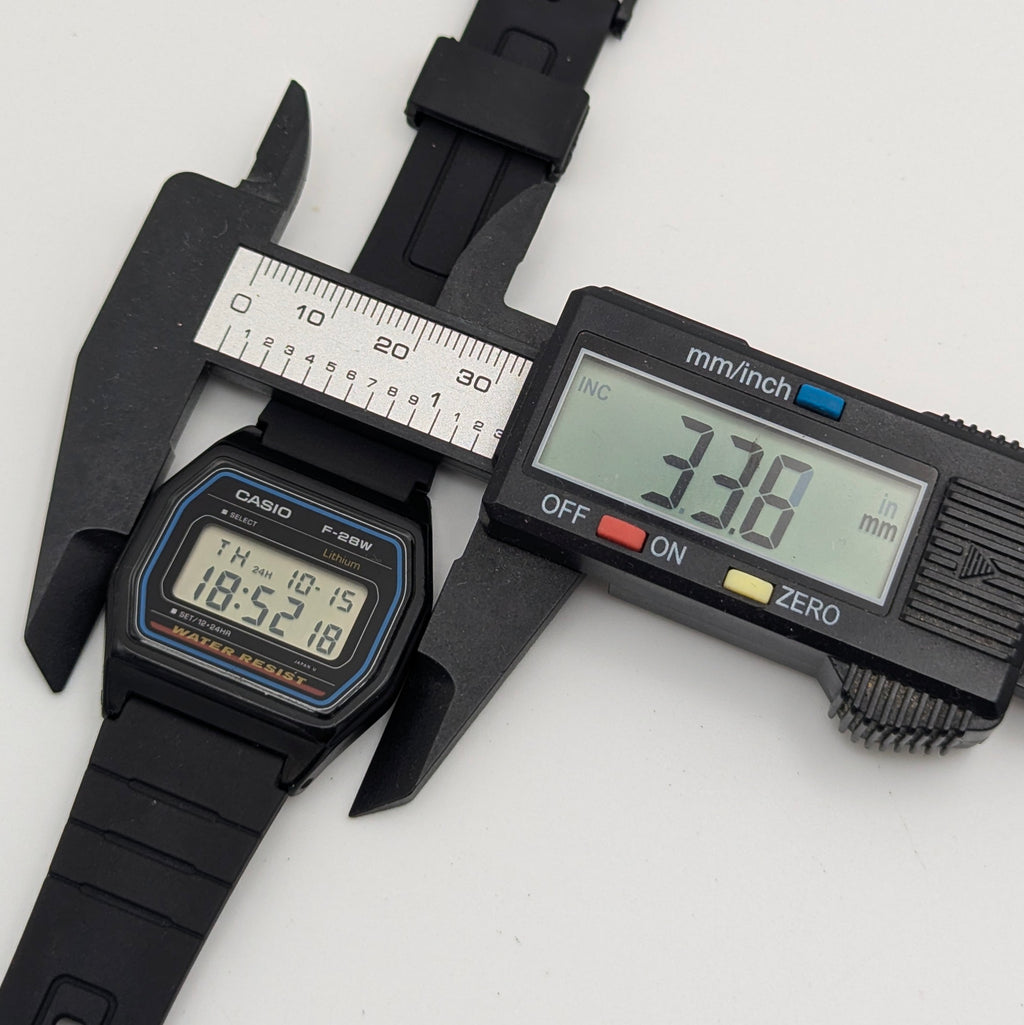 Casio F-28W Digital Quartz Watch | Black Resin & Blue Trim