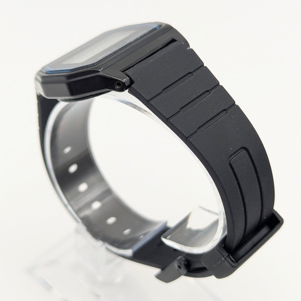 Casio F-28W Digital Quartz Watch | Black Resin & Blue Trim