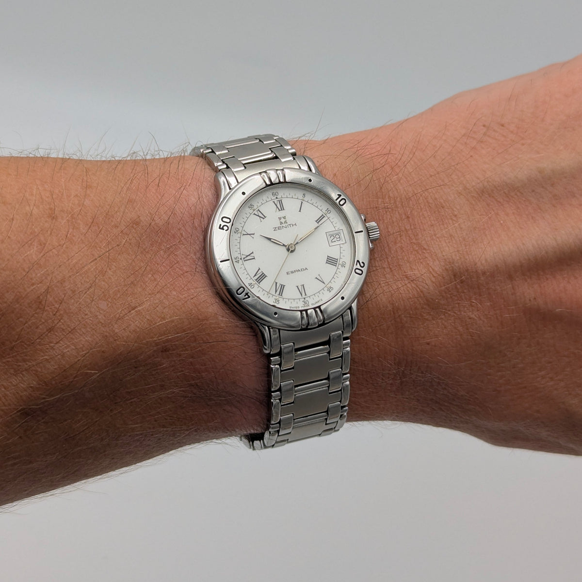 Zenith Espada Men's Quartz Watch — Swiss Made, Roman Dial, Sold Naked - Bezel & Hide