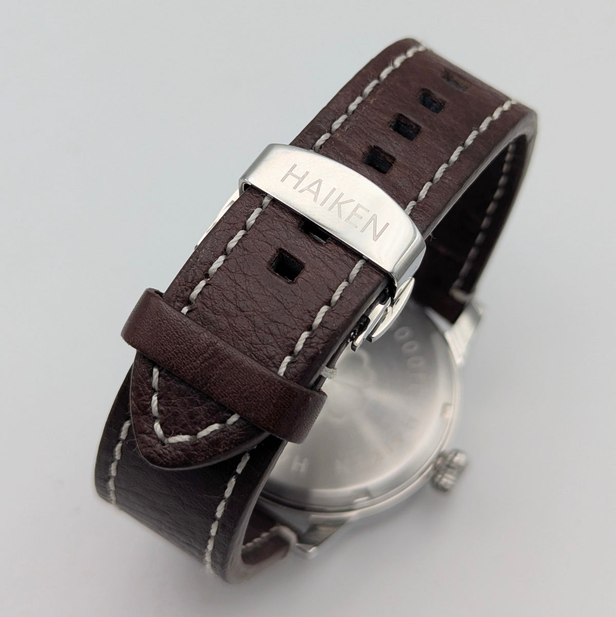Haiken H40 Automatic Men's Watch — Anthracite Dial, G.B., Altitude-Tested, Brown Leather - Bezel & Hide