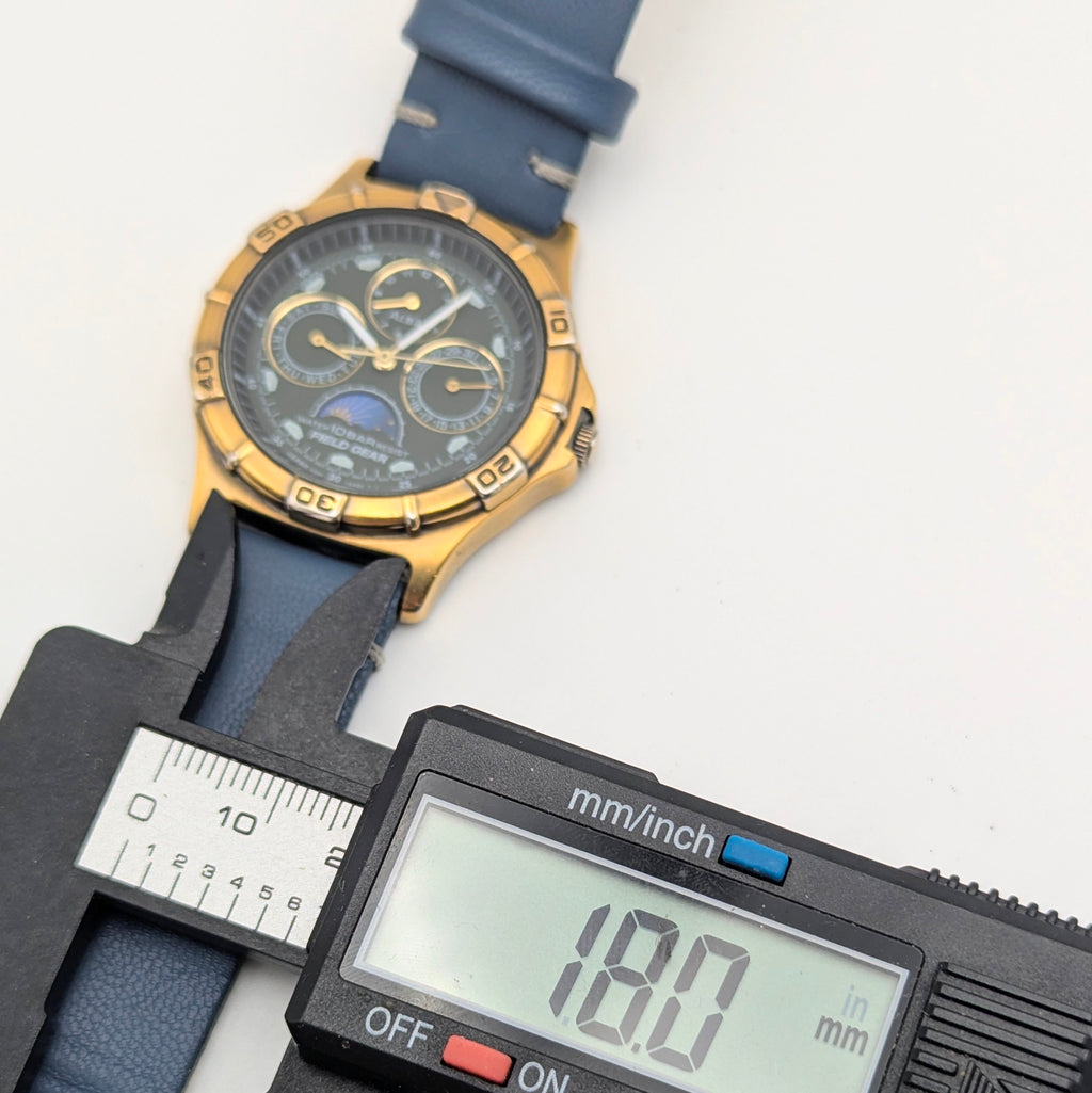 Alba Field Gear V33F-6A80 Triple Calendar Watch – Gold Tone, Dark Dial