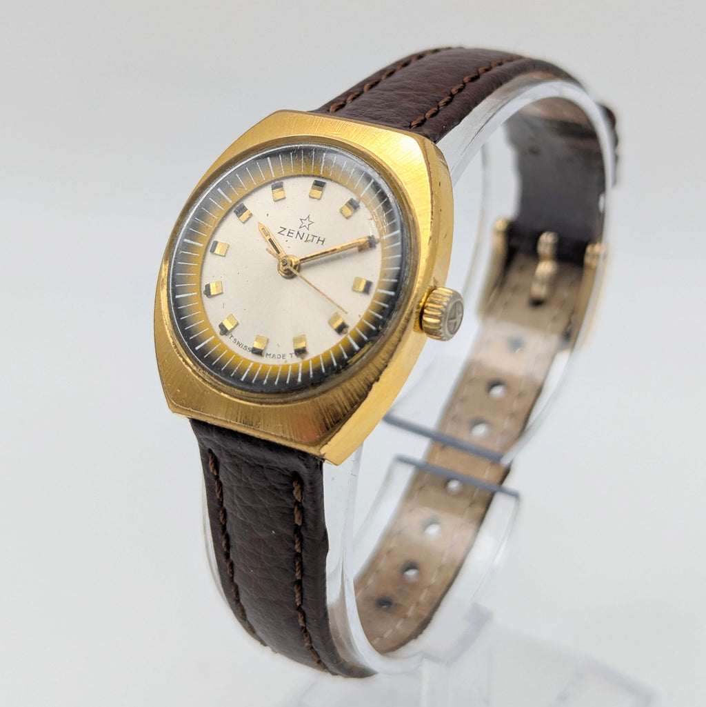Zenith Ladies' Vintage Cushion-Case Dress Watch — c.1970s Swiss Manual Wind, Gold-Plated, Sold Naked - Bezel & Hide