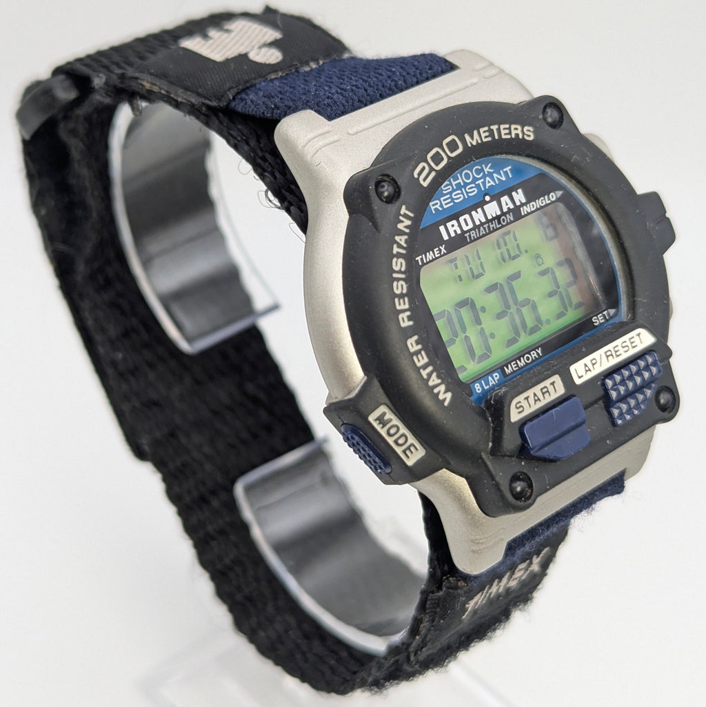 Timex Ironman Triathlon 8-Lap Digital Watch — INDIGLO, Original Strap, Vintage - Bezel & Hide