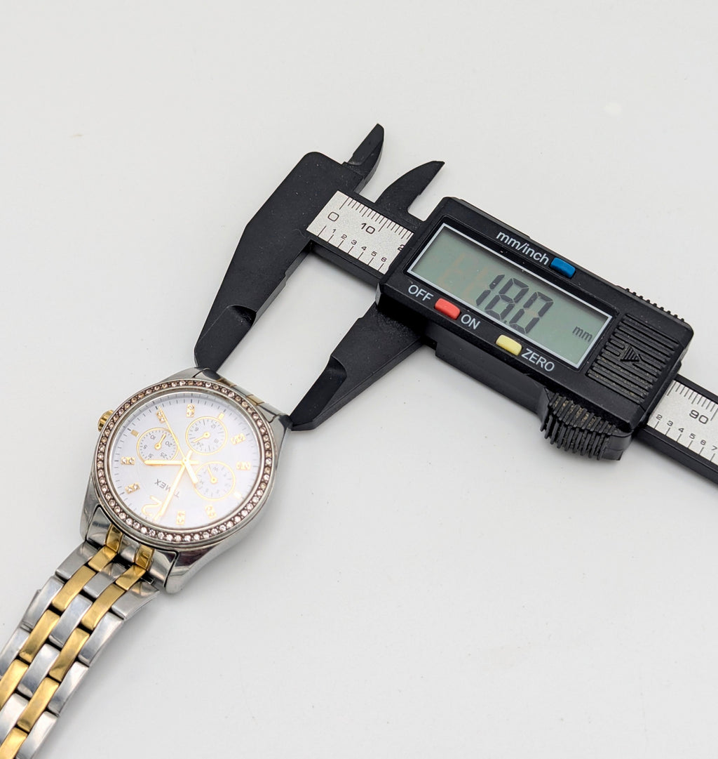 Timex Ariana Multi-Function Ladies' Watch — Crystal Bezel, Two-Tone, Day/Date/24H - Bezel & Hide