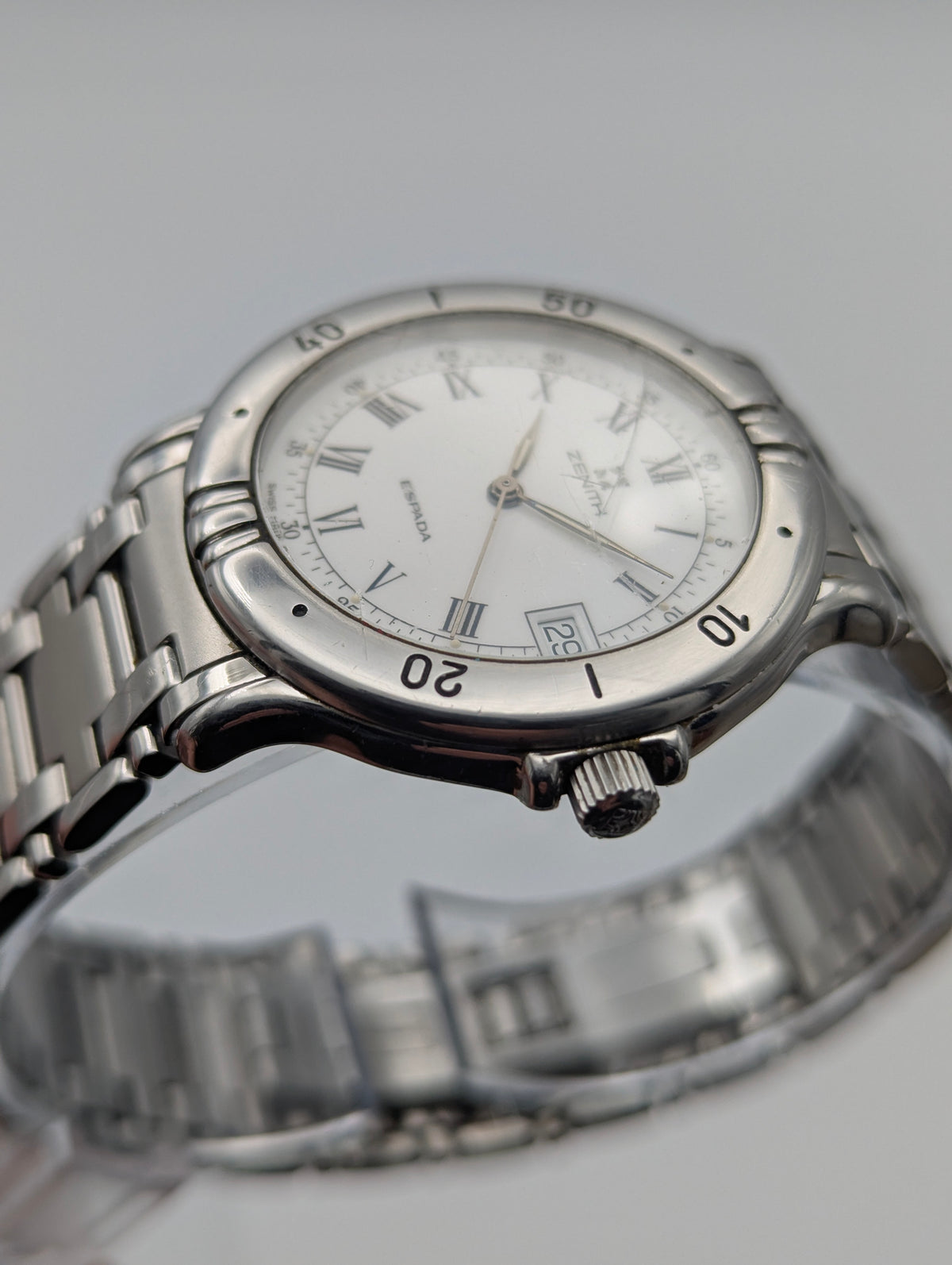 Zenith Espada Men's Quartz Watch — Swiss Made, Roman Dial, Sold Naked - Bezel & Hide