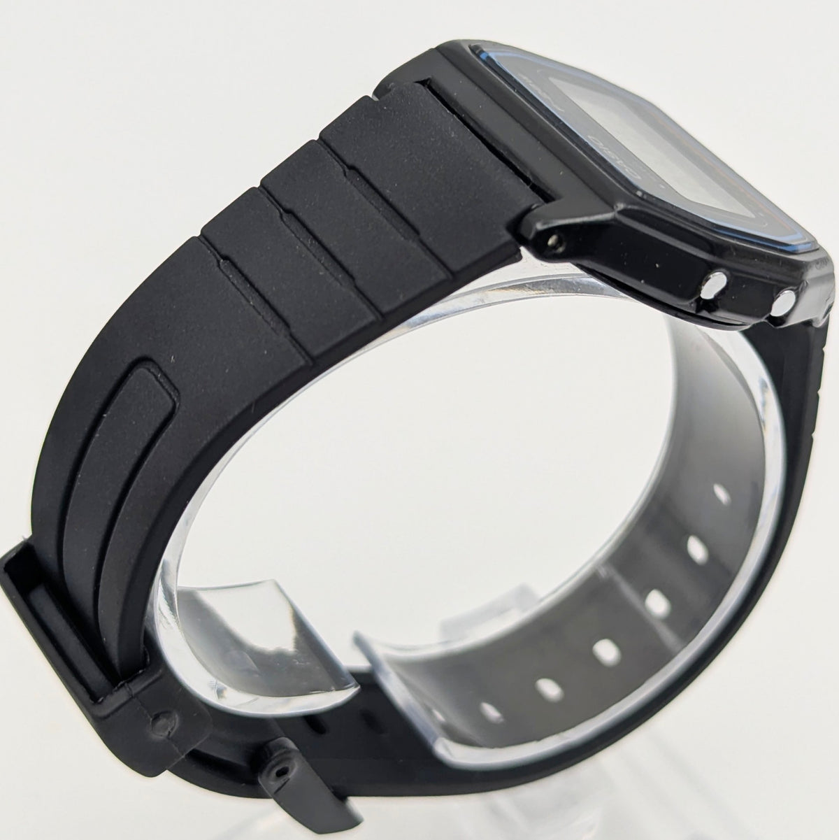 Casio F-28W Digital Quartz Watch | Black Resin & Blue Trim