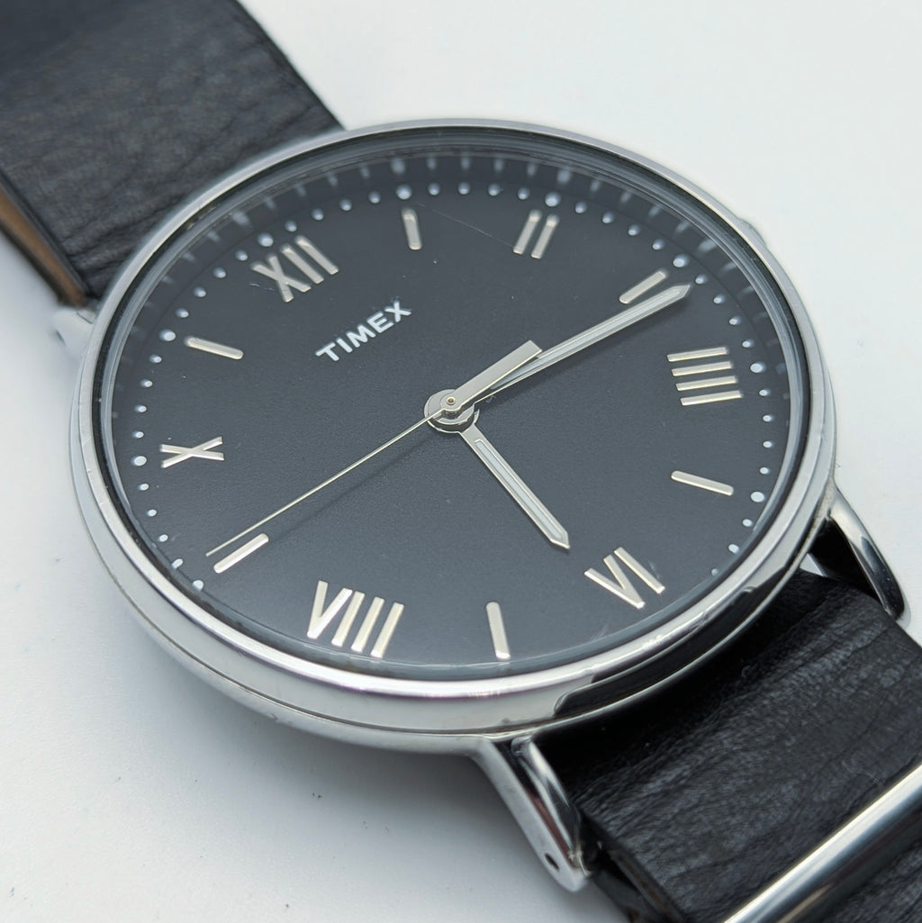 Timex Southview TW2R28600 Quartz — Black Dial, Black Leather NATO, Sold Naked - Bezel & Hide
