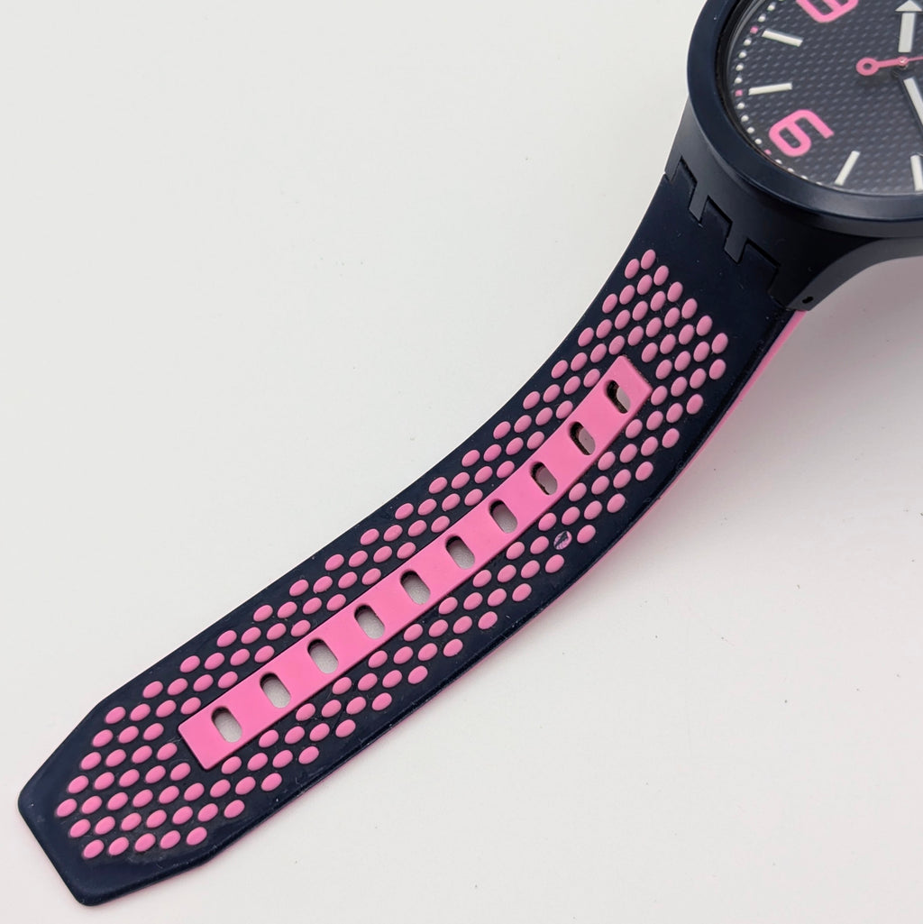 Swatch Big Bold Pinkindots SB05N400 — 47mm, Black Dial, Pink & Navy Strap, Sold Naked - Bezel & Hide