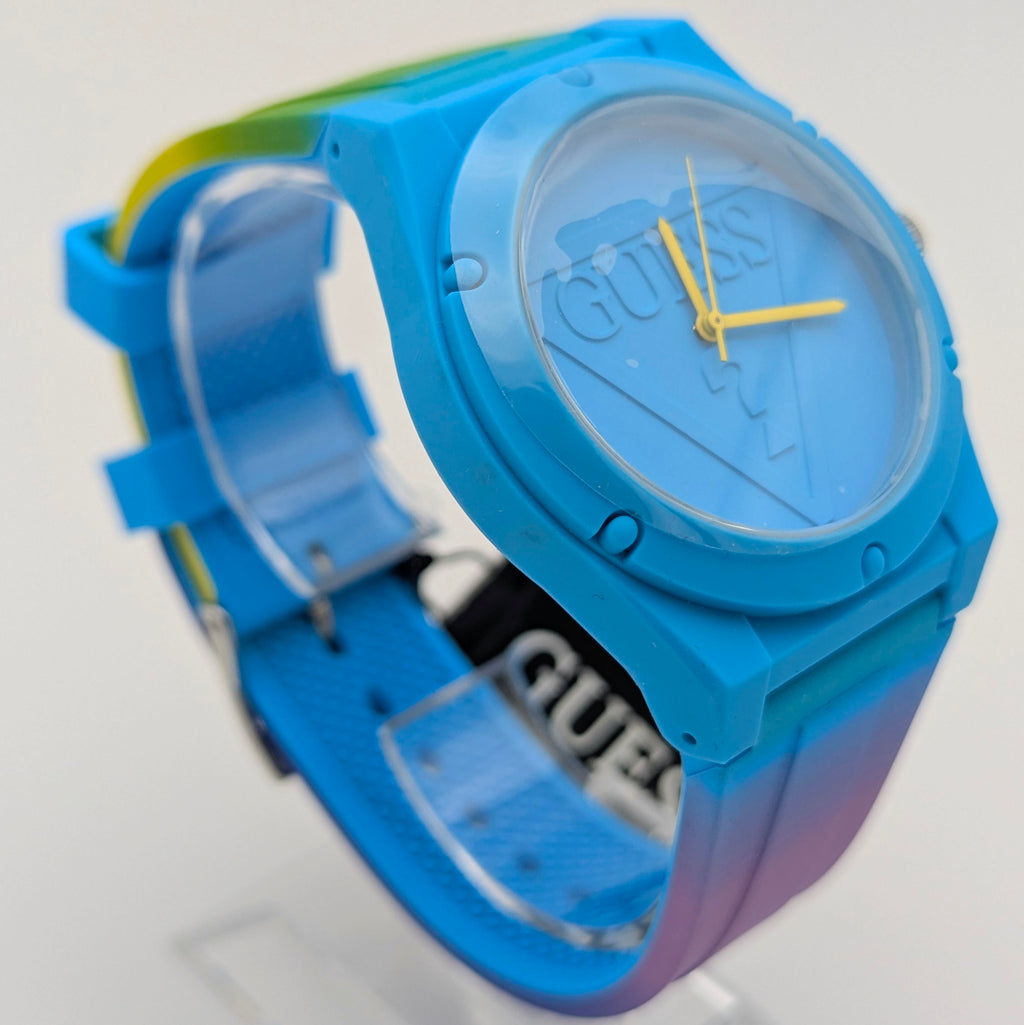 Guess Originals Retro Pop W0979L28 Unisex Watch — Blue & Lime Ombre, Quartz, Tags On - Bezel & Hide