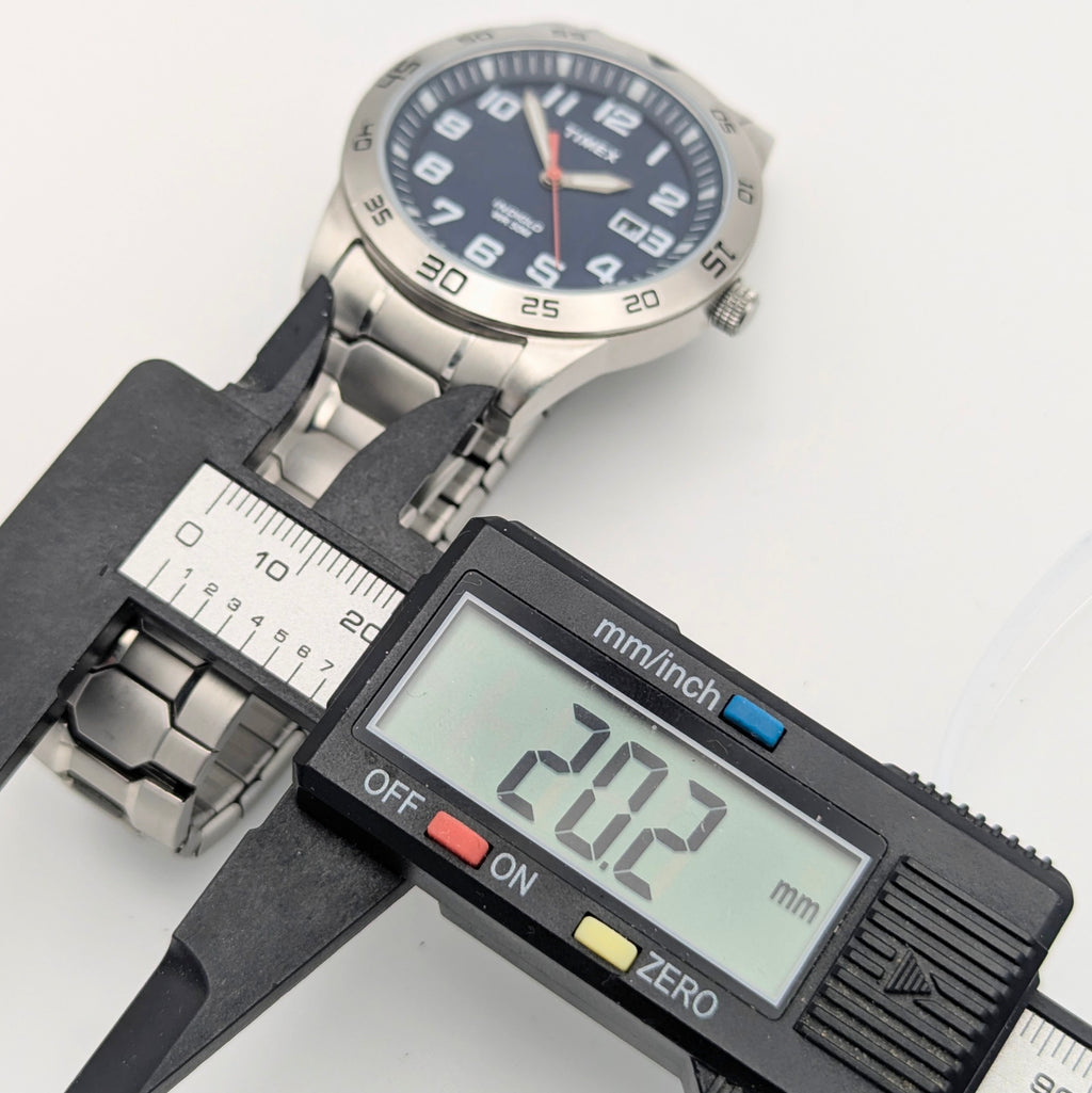 Timex Fieldstone Way Indiglo WR50M Sport Watch — Navy Dial, Expansion Bracelet, Date, Sold Naked - Bezel & Hide