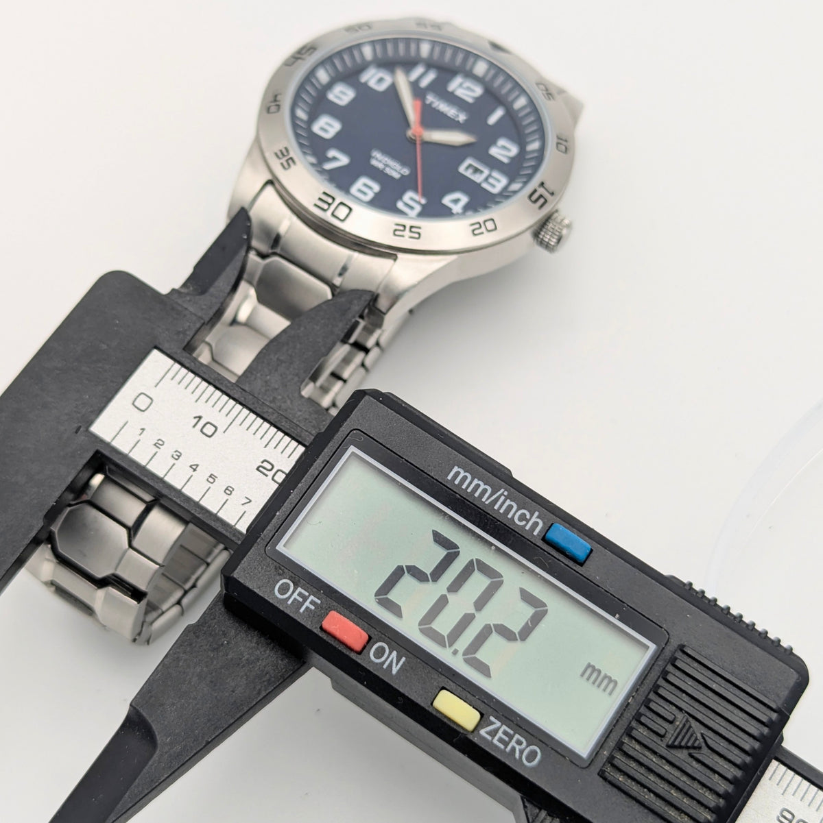 Timex Fieldstone Way Indiglo WR50M Sport Watch — Navy Dial, Expansion Bracelet, Date, Sold Naked - Bezel & Hide