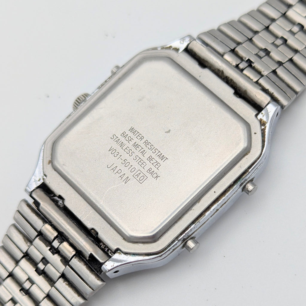 Lorus V031-5010 Ana-Digi Vintage Watch — Black Dial, Steel Bracelet, Sold Naked - Bezel & Hide