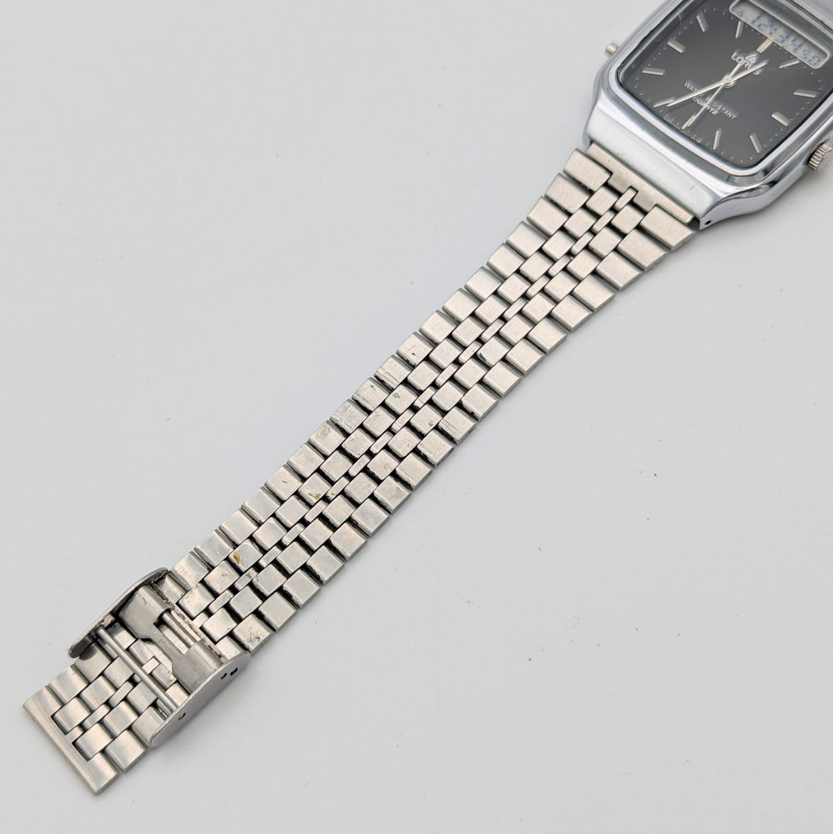 Lorus V031-5010 Ana-Digi Vintage Watch — Black Dial, Steel Bracelet, Sold Naked - Bezel & Hide