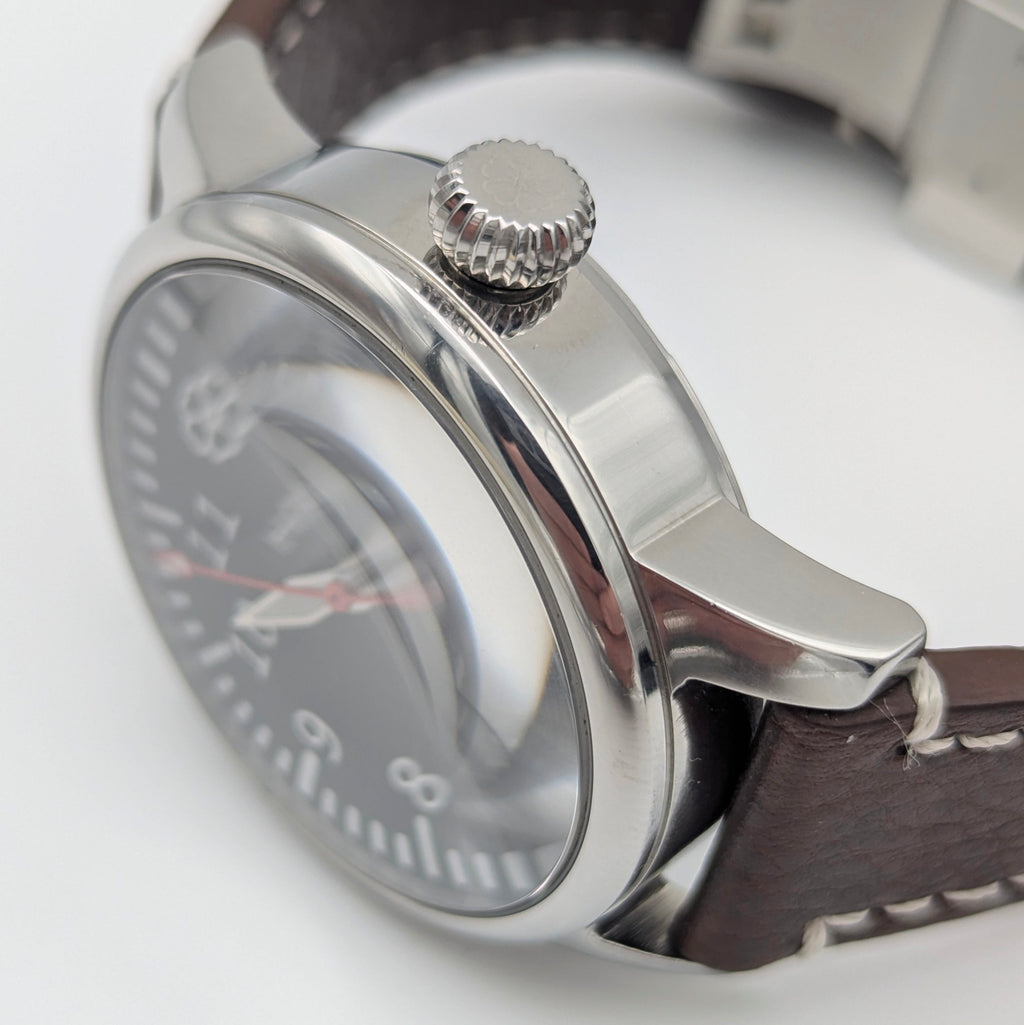 Haiken H40 Automatic Men's Watch — Anthracite Dial, G.B., Altitude-Tested, Brown Leather - Bezel & Hide