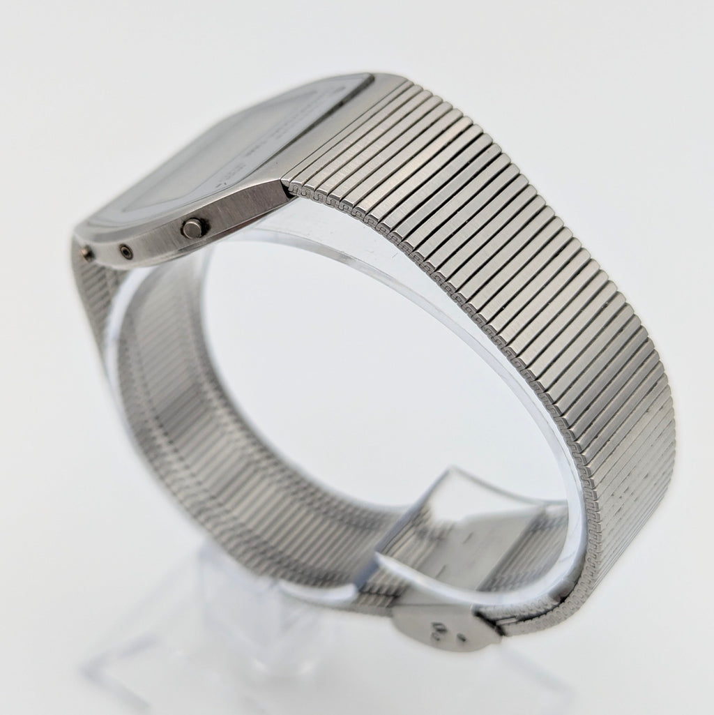 Trafalgar Chrono/Dual Time LCD Digital Watch — Vintage 1980s Silver-Tone on Integrated Bracelet, Sold Naked - Bezel & Hide