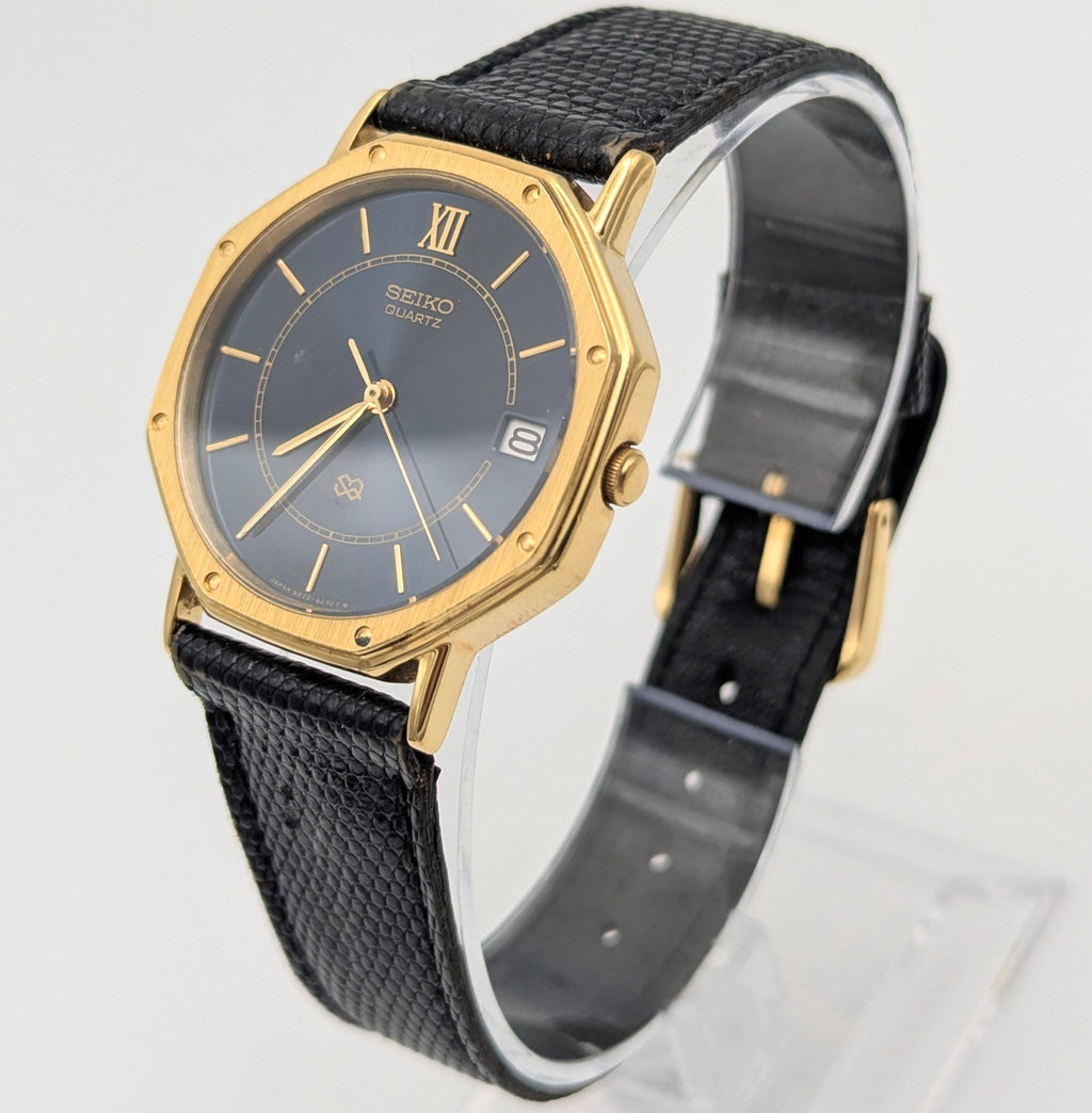 Seiko 8222-6040 Octagonal Quartz Watch | January 1982, Blue Dial