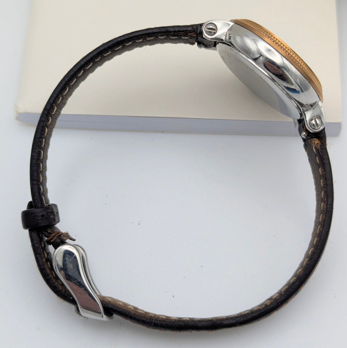 Fossil ES3138 Virginia Ladies' Watch — Rose Gold-Tone Bezel, Grey Dial, Brown Leather Strap - Bezel & Hide