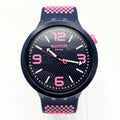 Swatch Big Bold Pinkindots SB05N400 — 47mm, Black Dial, Pink & Navy Strap, Sold Naked - Bezel & Hide