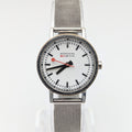 Mondaine SBB Ladies' Swiss Railway Watch — White Dial, Steel Mesh Bracelet, Sold Naked - Bezel & Hide