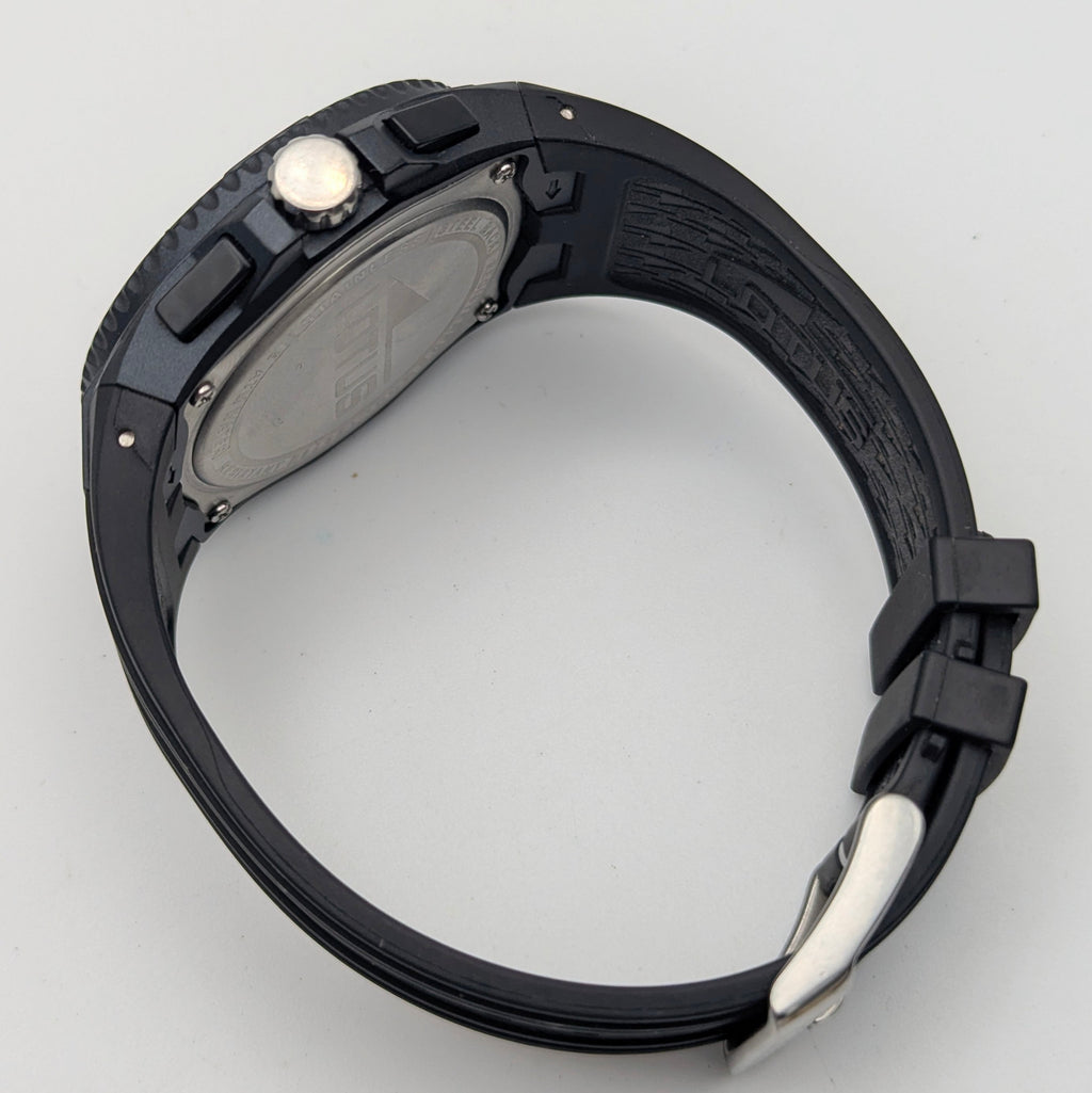 Lotus Chronograph Men's Quartz Watch — Black PVD, Silver Dial, Ref 15679, Sold Naked - Bezel & Hide
