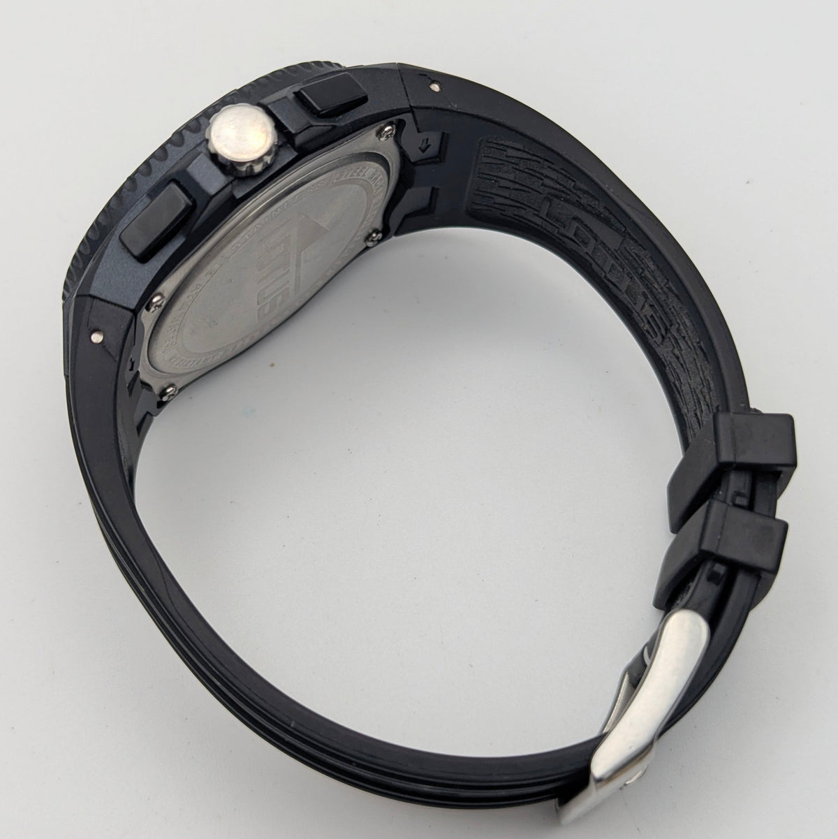 Lotus Chronograph Men's Quartz Watch — Black PVD, Silver Dial, Ref 15679, Sold Naked - Bezel & Hide