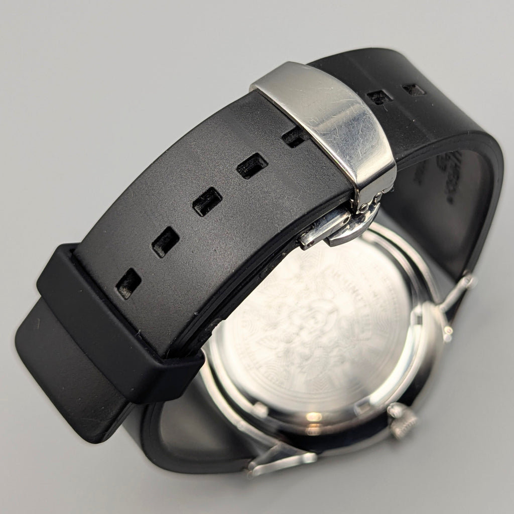 James McCabe London Slim JM-1016 Men's Watch — Silver, White Dial, Hirsch Rubber Strap - Bezel & Hide