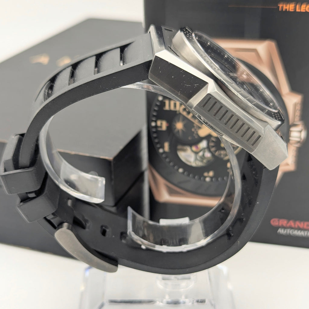 Ancon Grand Prix GP104-0045 Automatic Men's Watch — Gunmetal Black, 47mm, 200m - Bezel & Hide