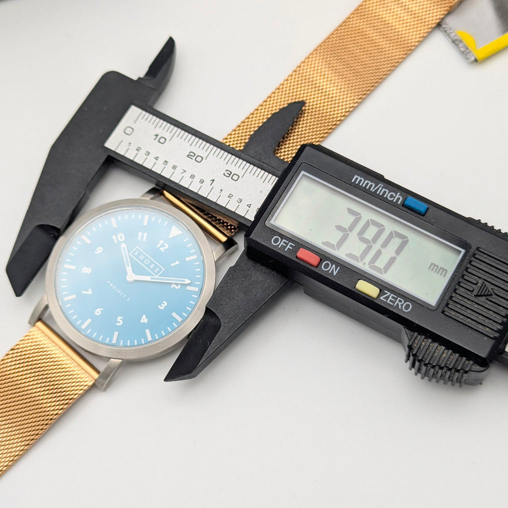 Shore Projects Ludlow — Ice Blue Dial, Gold-Tone Mesh, Quartz, With Box & Instructions - Bezel & Hide