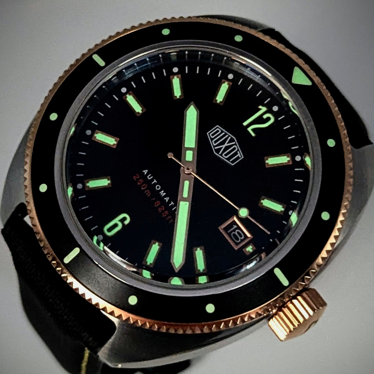 Duxot Fortius DX-2019 Automatic Diver – Black Dial, Two-Tone, DASSARI Strap