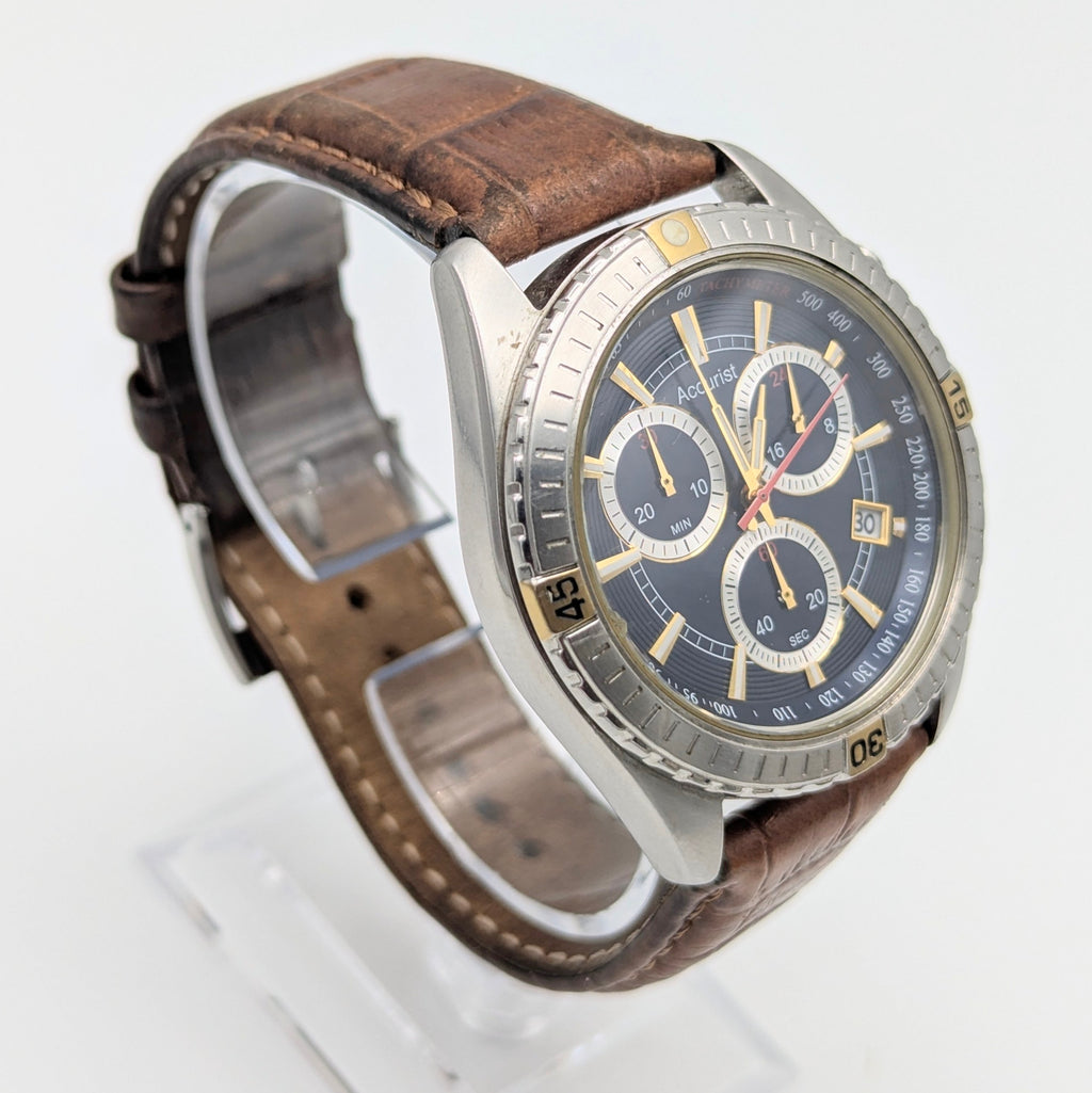 Accurist Quartz Chronograph Men's Watch — Two-Tone, Navy Dial, 42mm - Bezel & Hide