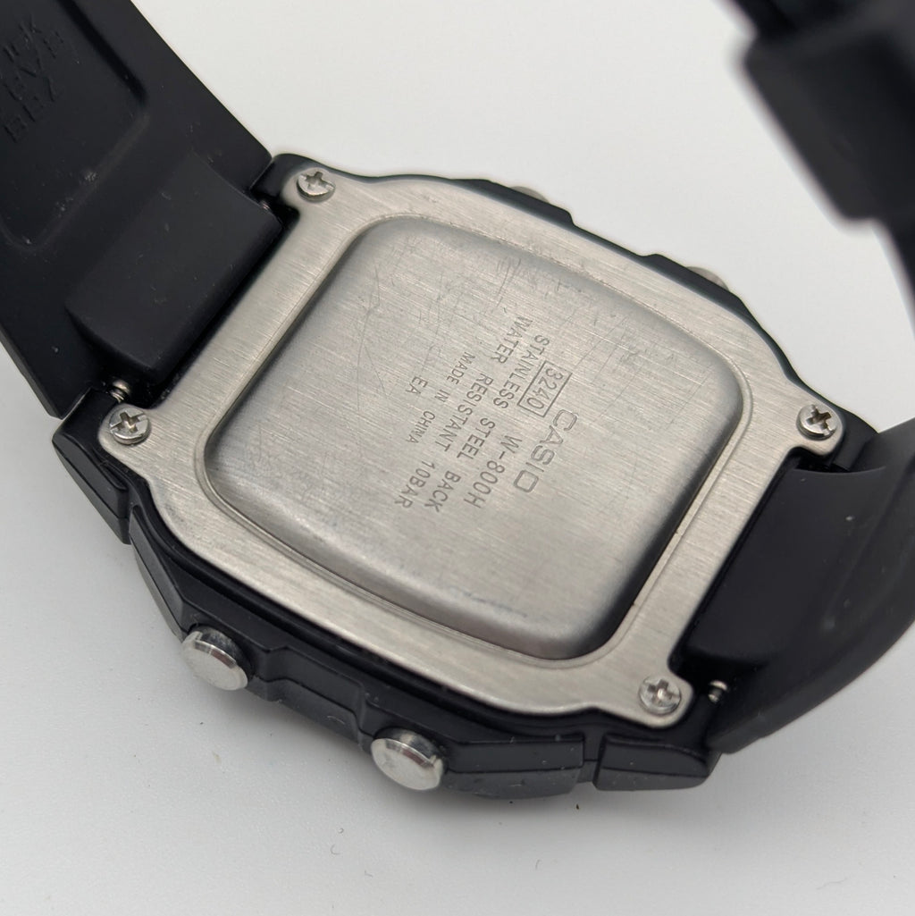 Casio W-800H Digital Watch — 100M Water Resistant, Sold Naked - Bezel & Hide