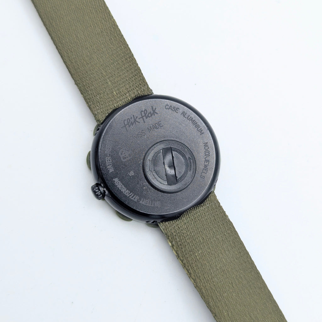 Flik Flak Kids Tribal Military Quartz Watch — Swiss Made, Time-Teaching Fun, Sold Naked - Bezel & Hide