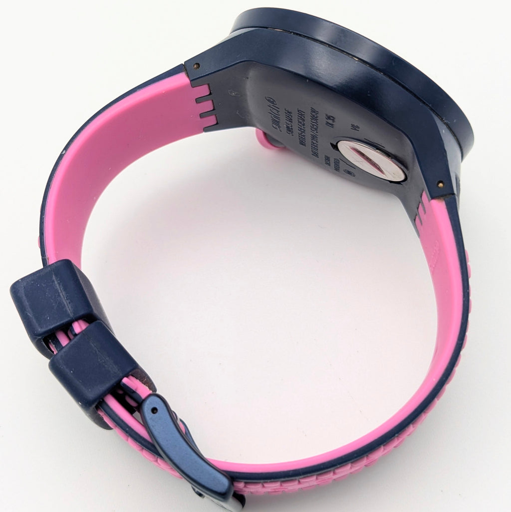 Swatch Big Bold Pinkindots SB05N400 — 47mm, Black Dial, Pink & Navy Strap, Sold Naked - Bezel & Hide