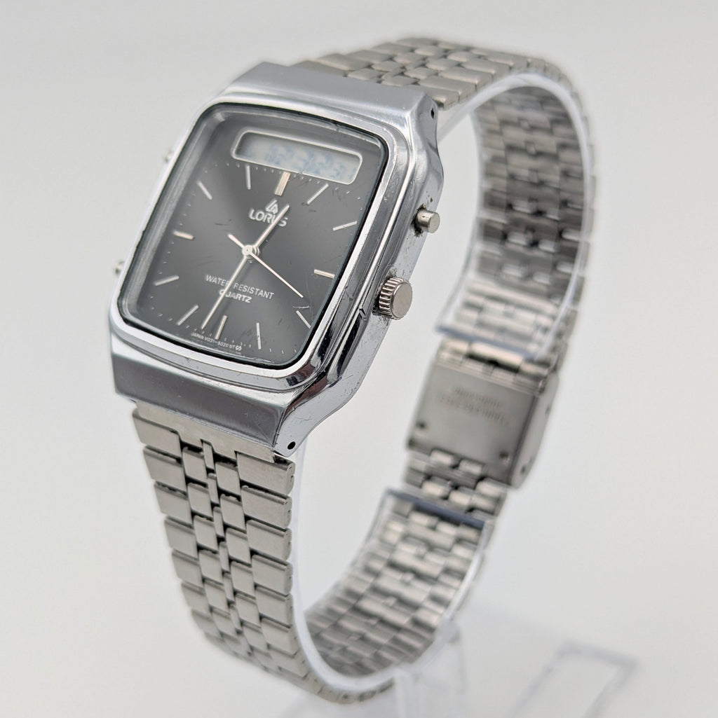 Lorus V031-5010 Ana-Digi Vintage Watch — Black Dial, Steel Bracelet, Sold Naked - Bezel & Hide