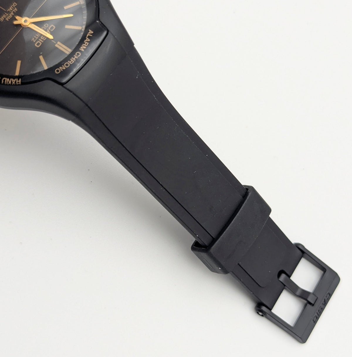 Casio AMW-90H Ana-Digi Watch — Black Resin, Gold Dial, Dual Time, Alarm, Sold Naked - Bezel & Hide