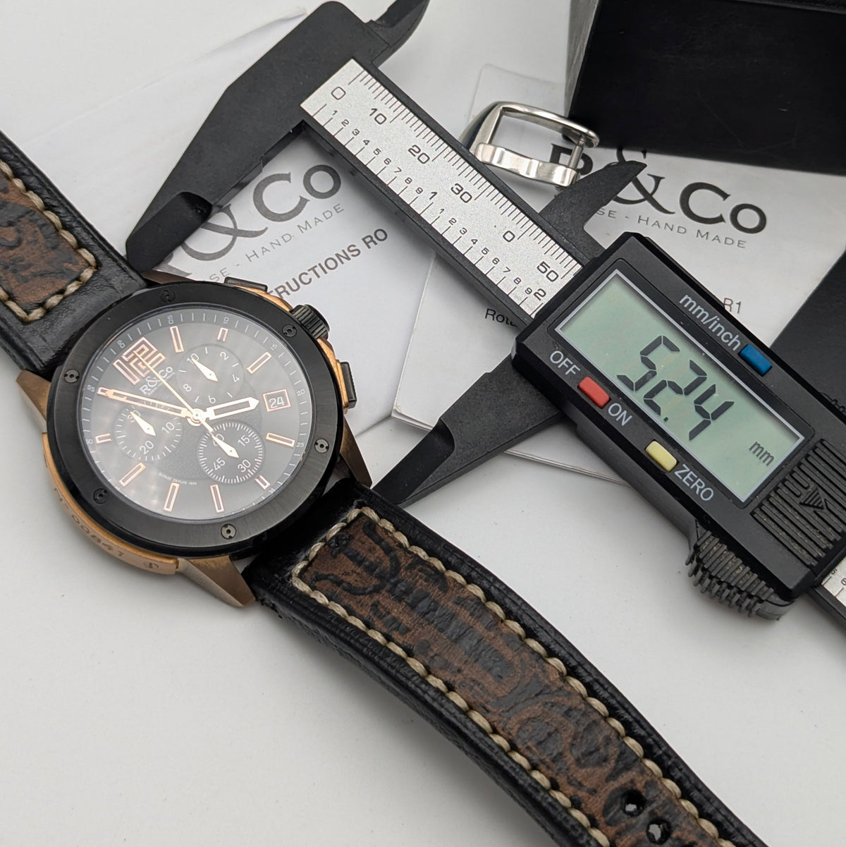 Rotary R&Co Suisse Chronograph — Bold Two-Tone Sports Chrono with Vintage Strap - Bezel & Hide