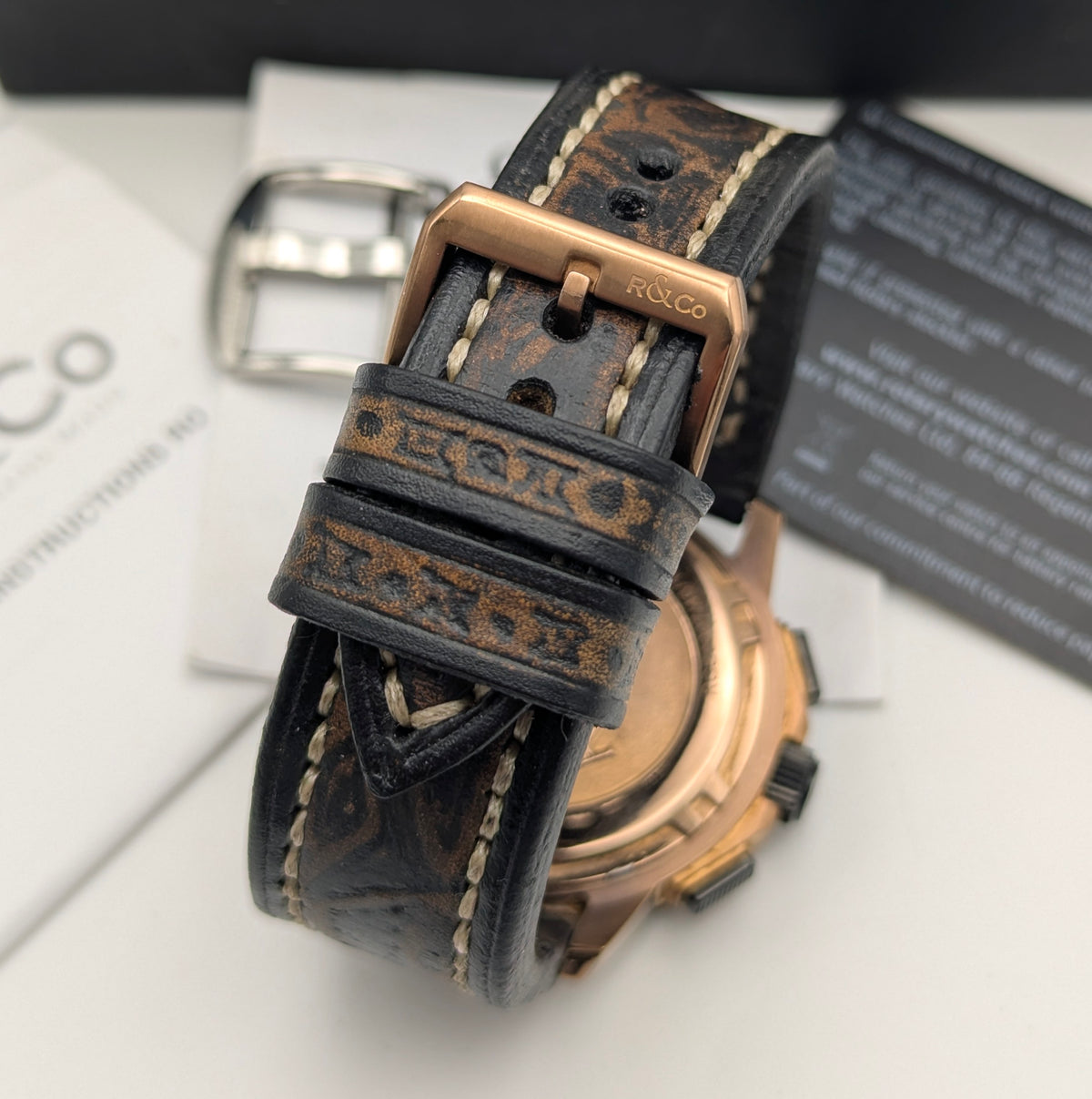 Rotary R&Co Suisse Chronograph — Bold Two-Tone Sports Chrono with Vintage Strap - Bezel & Hide