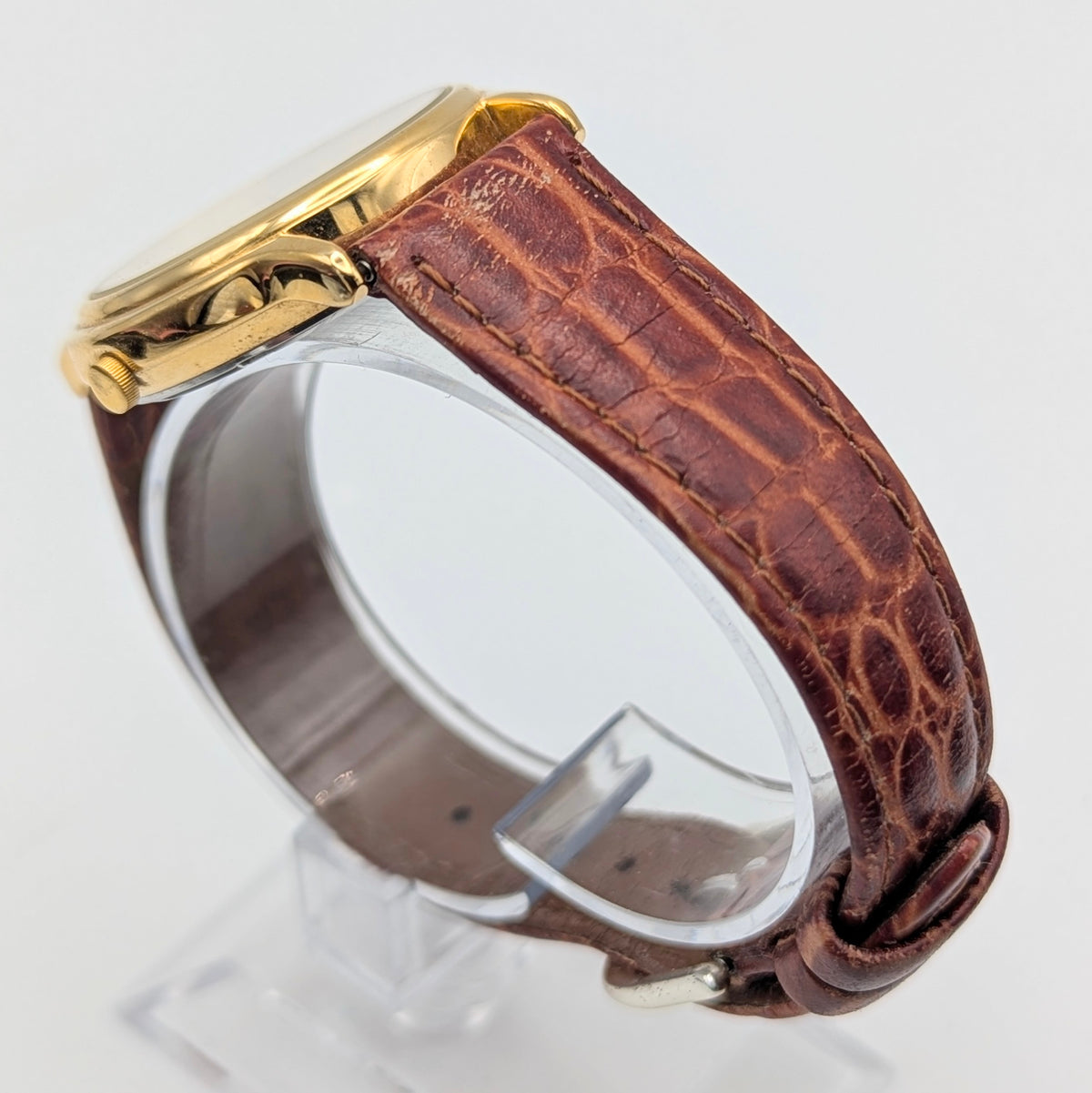 Pulsar Day-Date Dress Watch — Gold-Tone, White Dial, Sold Naked - Bezel & Hide