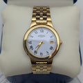 Rotary Gold-Plated Classic Quartz Watch — White Roman Dial, Full Set - Bezel & Hide